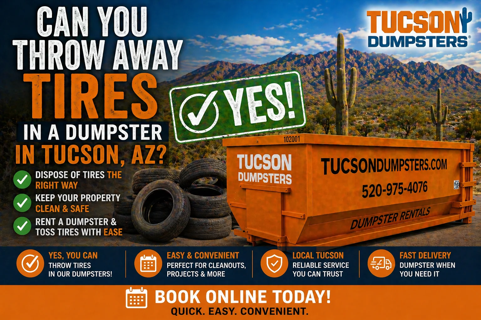 Can You Throw Away Tires in a Dumpster in Tucson, AZ?