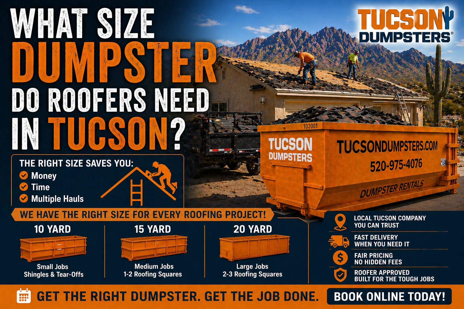 What Size Dumpster Do Roofers Need in Tucson?