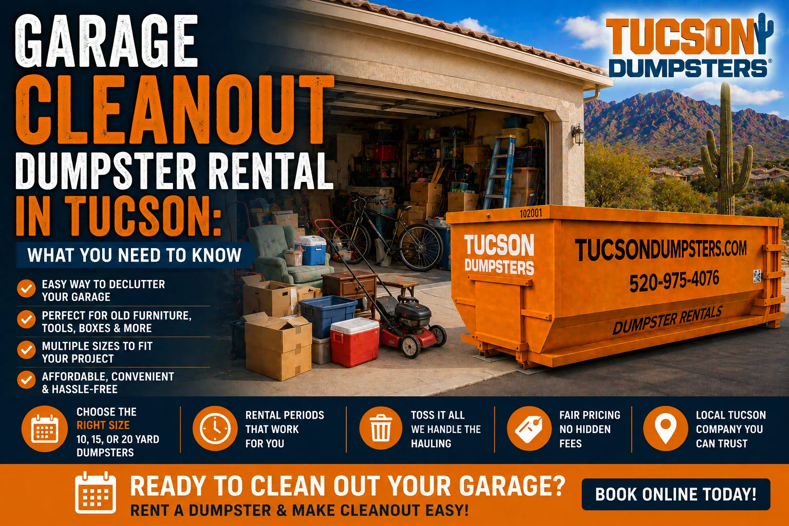 Garage Cleanout Dumpster Rental in Tucson