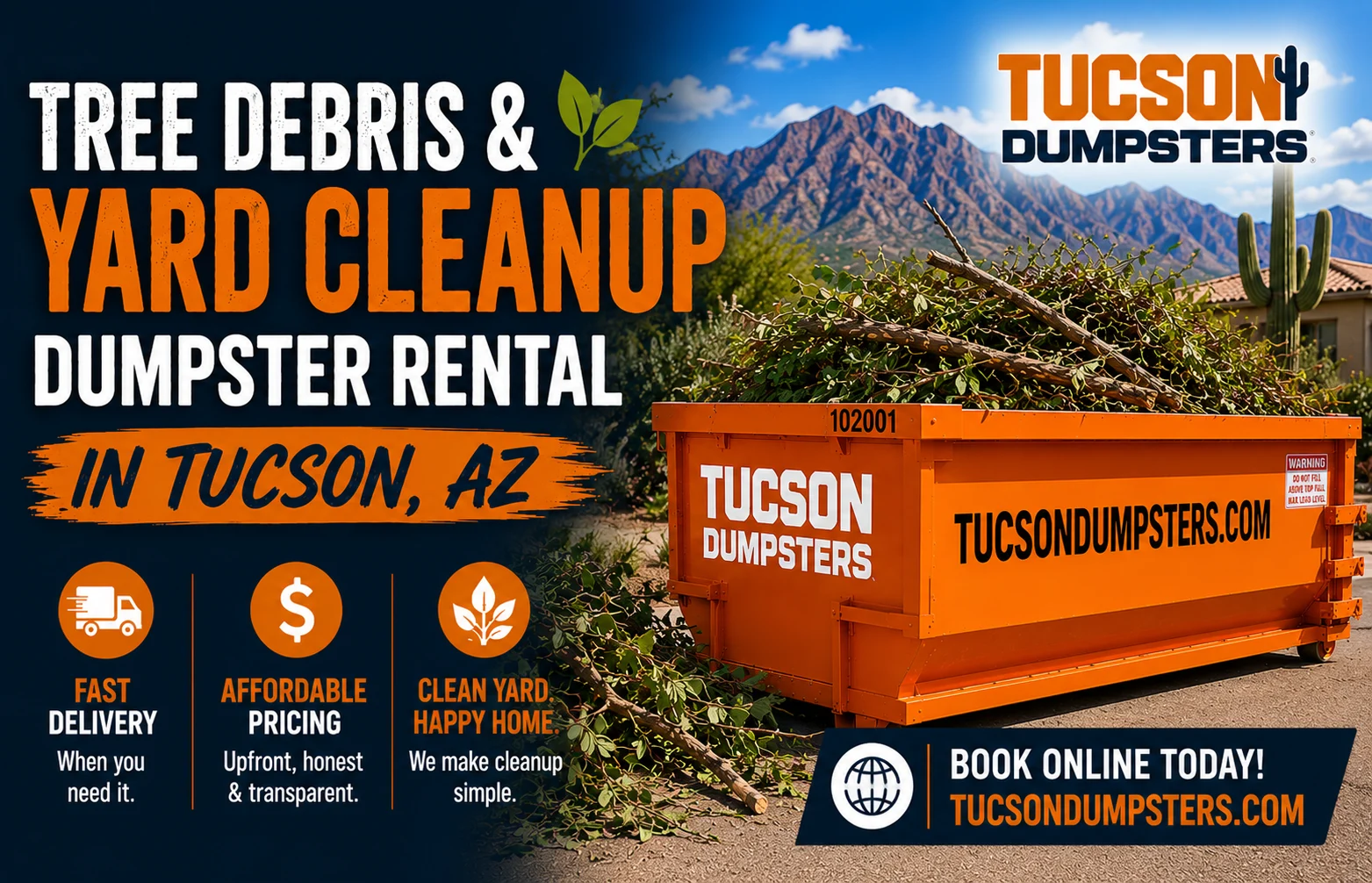 Tree Debris & Yard Cleanup Dumpster Rental in Tucson, AZ Tree Debris & Yard Cleanup Dumpster Rental in Tucson, AZ