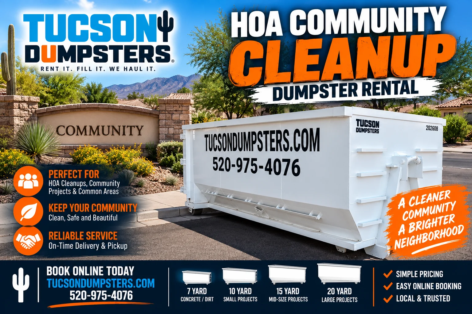HOA Community Cleanup Dumpster Rental in Tucson, AZ