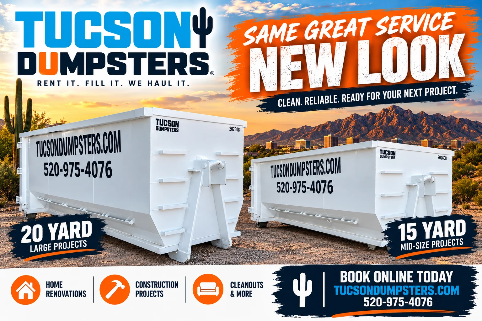 A Fresh New Look for Dumpster Rental in Tucson: Meet Our New White Dumpsters